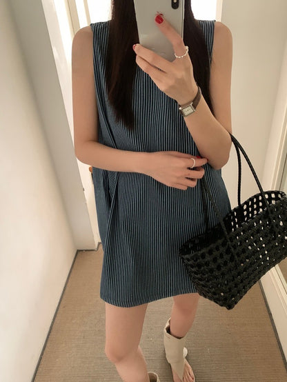 Striped Vest Denim Dress