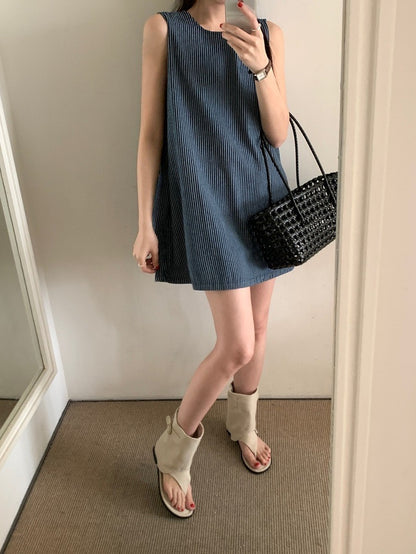 Striped Vest Denim Dress