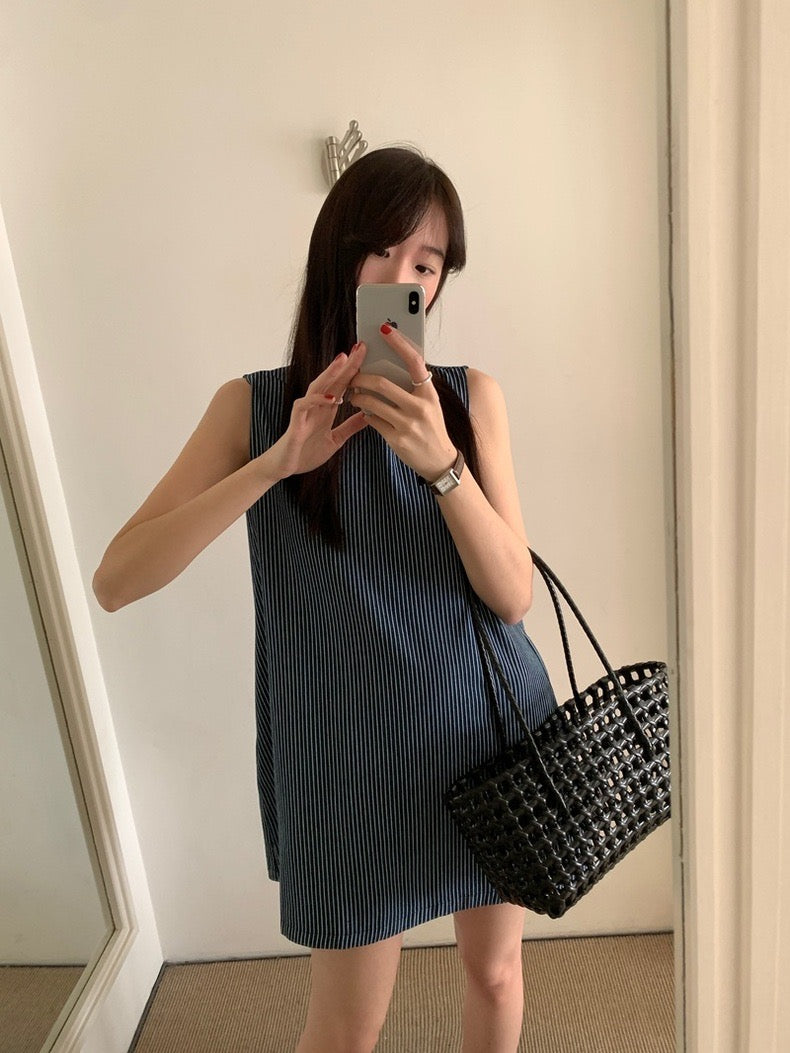 Striped Vest Denim Dress