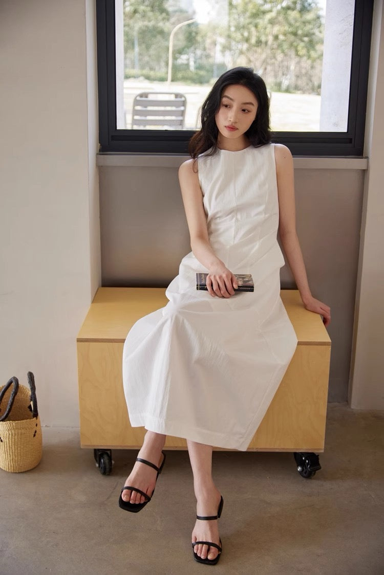 法式背心花苞裙