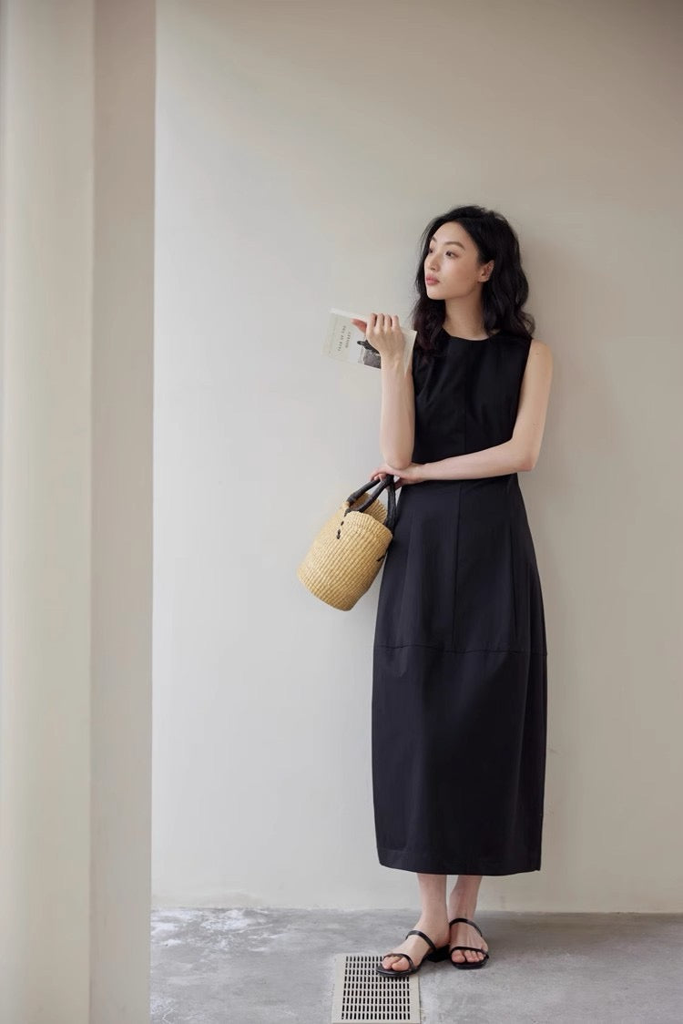 法式背心花苞裙