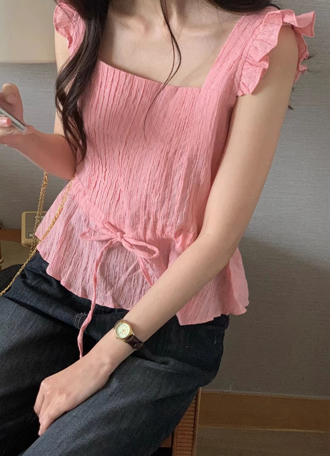 Fitted Tie-Front Top