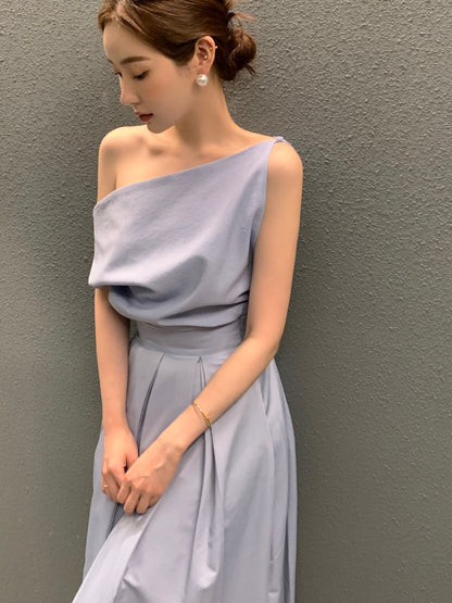 Off-shoulder Top + High-waisted Skirt Set