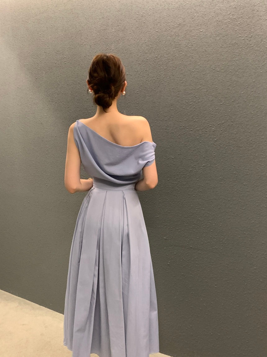 Off-shoulder Top + High-waisted Skirt Set