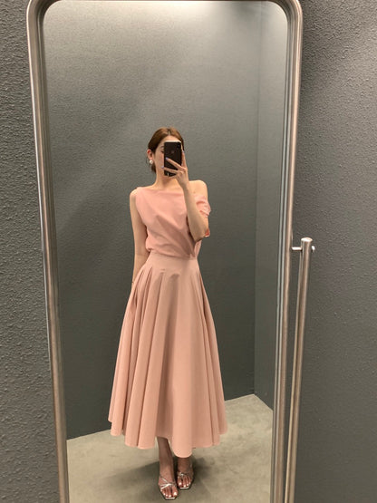 Off-shoulder Top + High-waisted Skirt Set