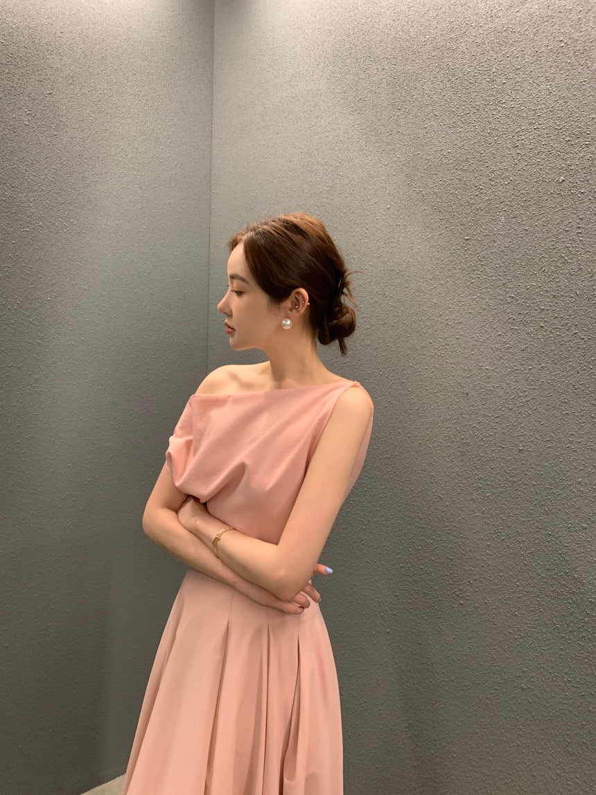 Off-shoulder Top + High-waisted Skirt Set