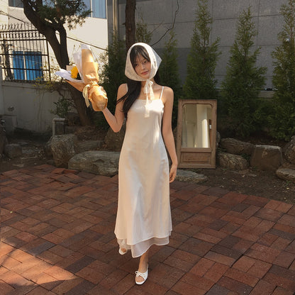 スイートなサスペンダーレイヤードチュールワンピース