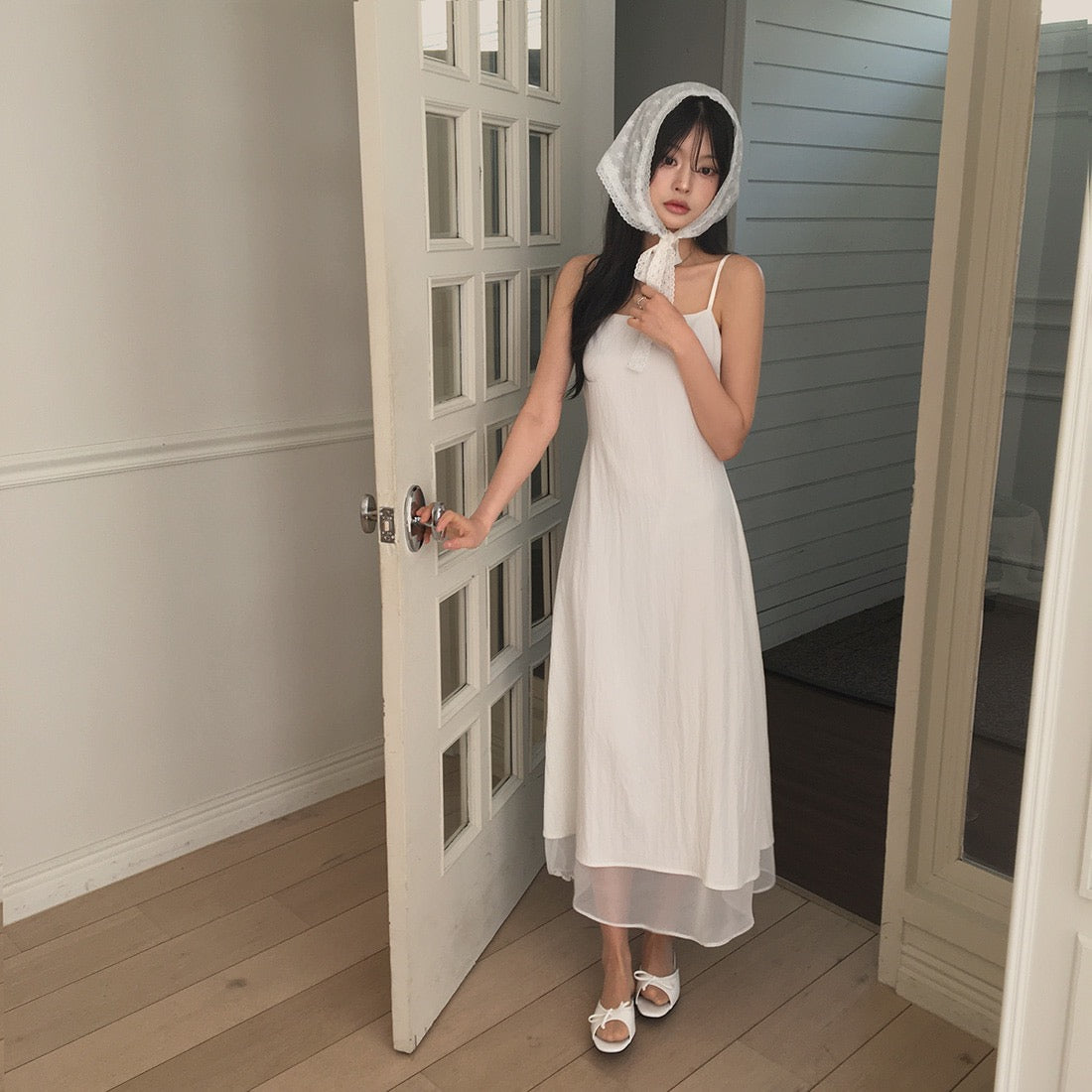 スイートなサスペンダーレイヤードチュールワンピース