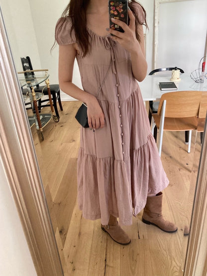 單排扣抽繩連身裙