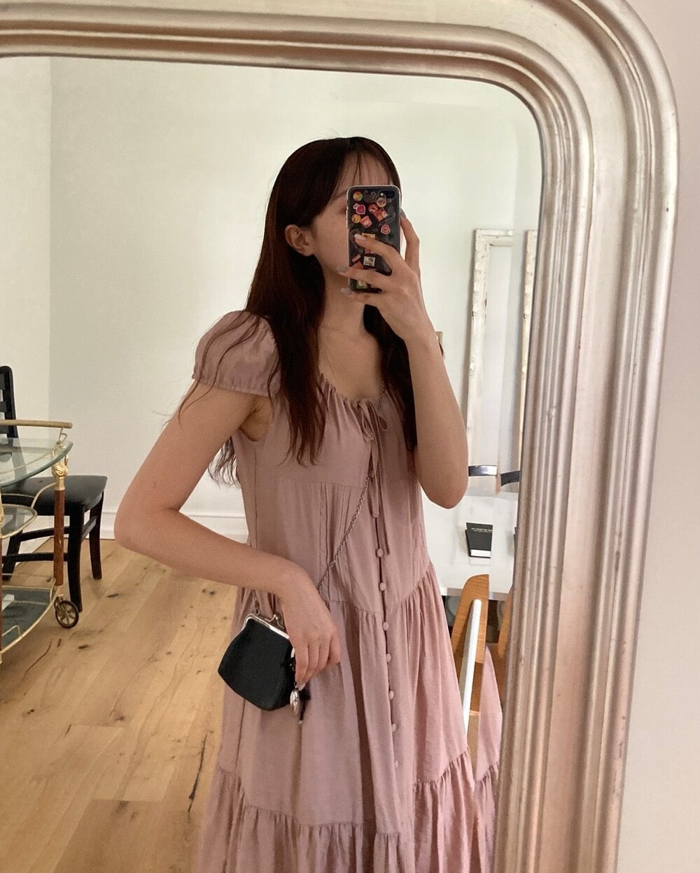 單排扣抽繩連身裙