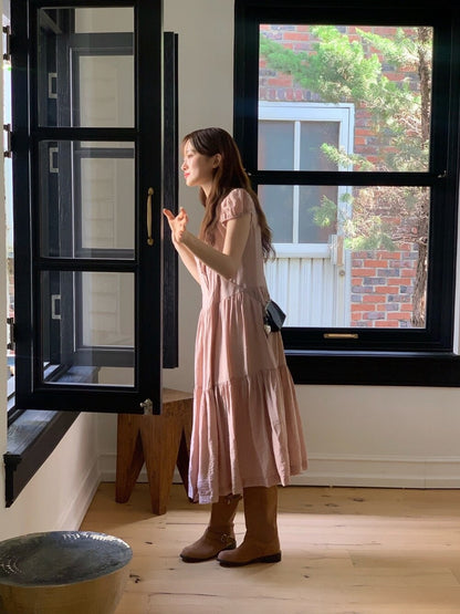 單排扣抽繩連身裙