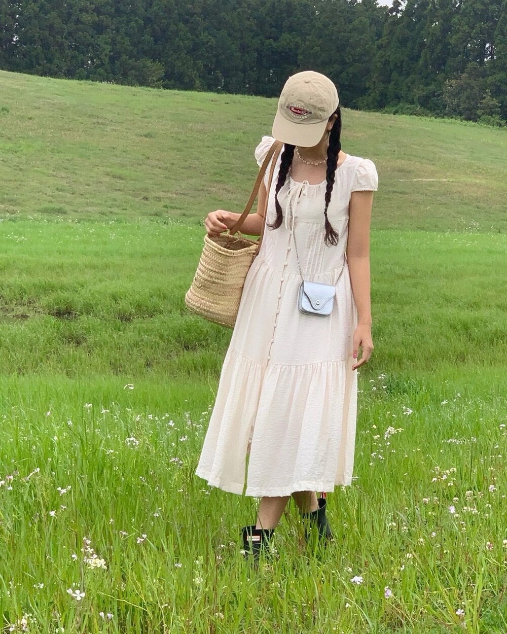 單排扣抽繩連身裙