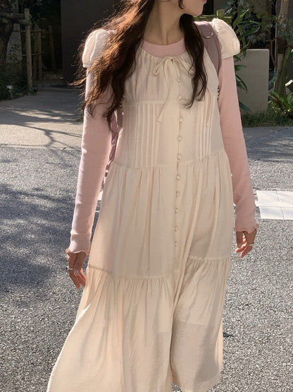 單排扣抽繩連身裙