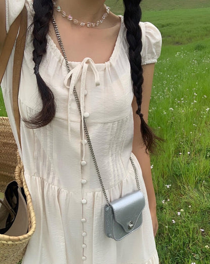 單排扣抽繩連身裙