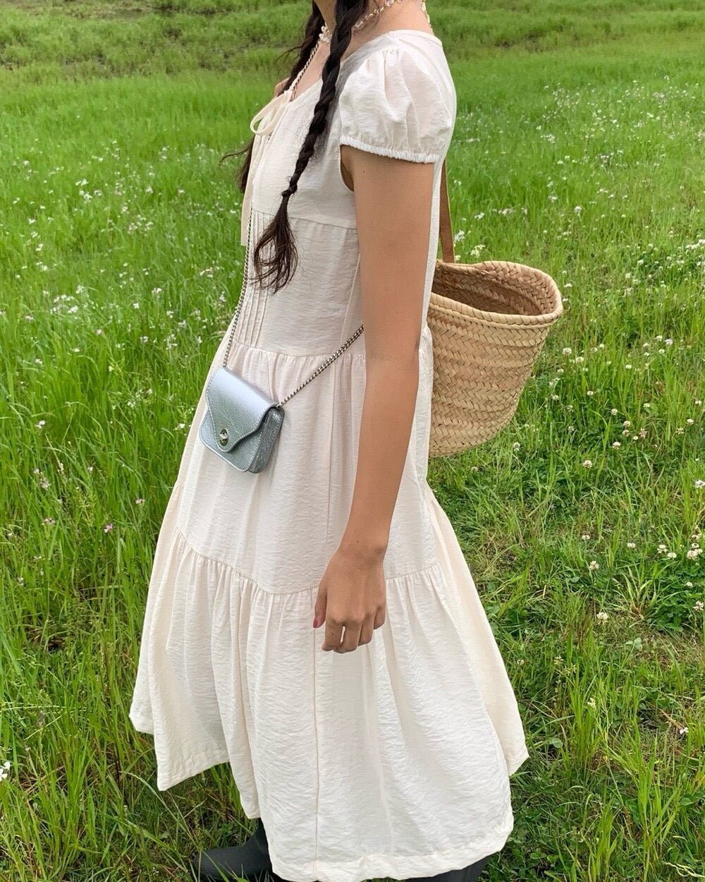 單排扣抽繩連身裙