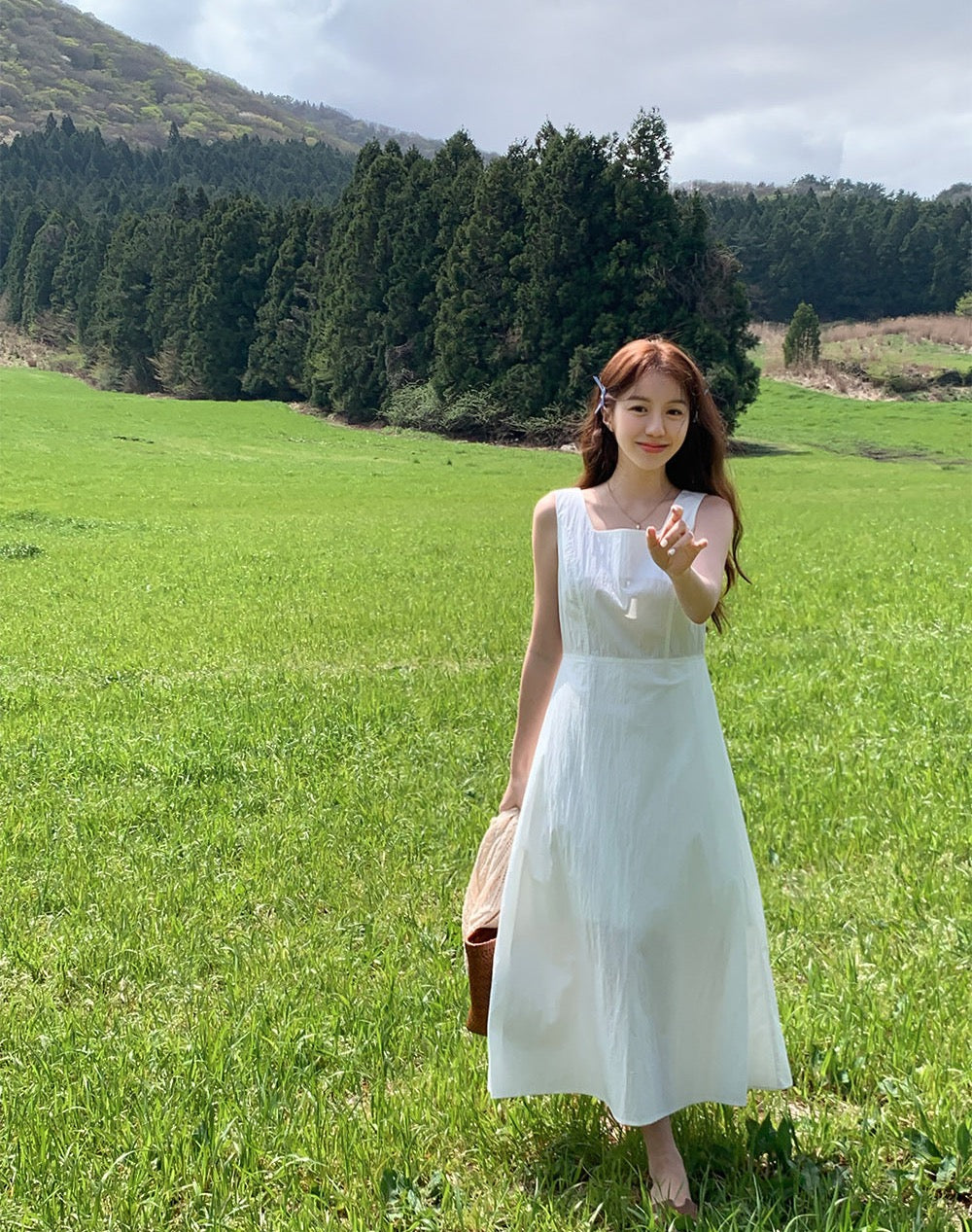 簡約收腰無袖立體感連身裙