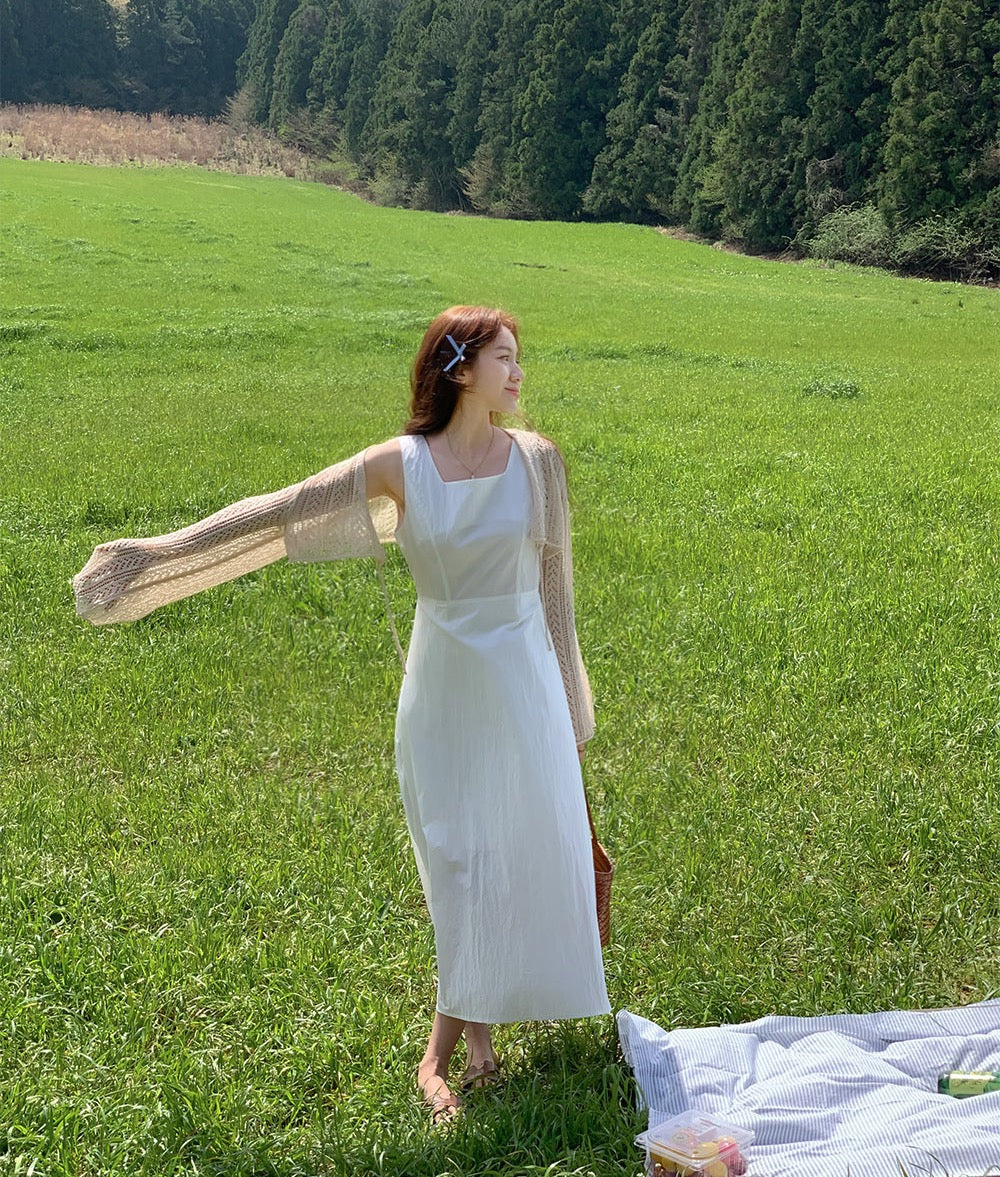 簡約收腰無袖立體感連身裙