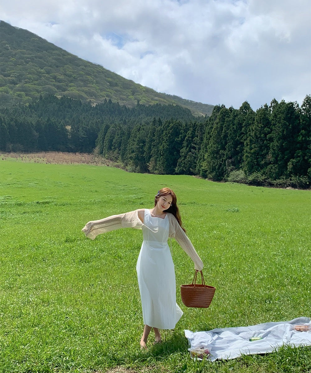 簡約收腰無袖立體感連身裙