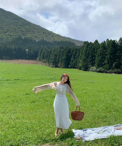 簡約收腰無袖立體感連身裙