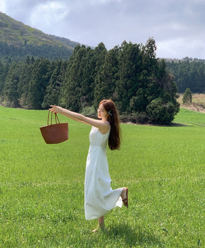 簡約收腰無袖立體感連身裙