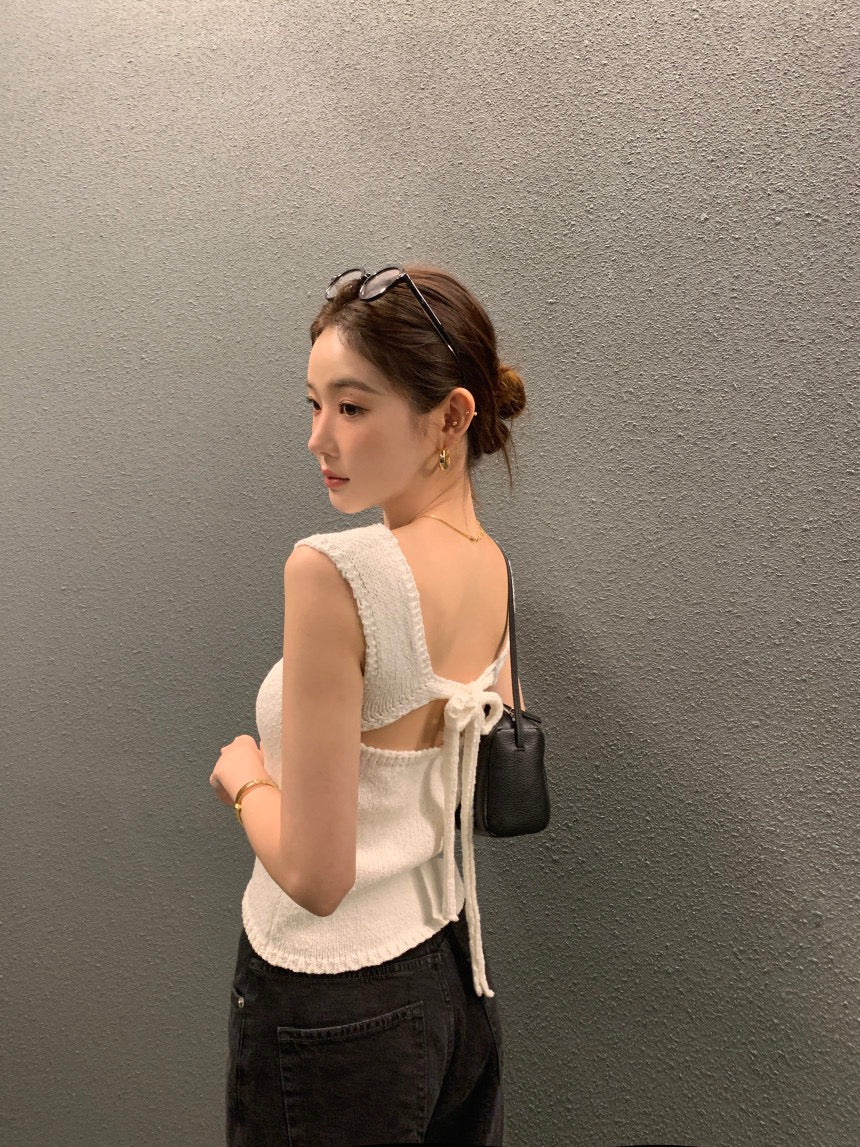 Backless Tie-Knit Top