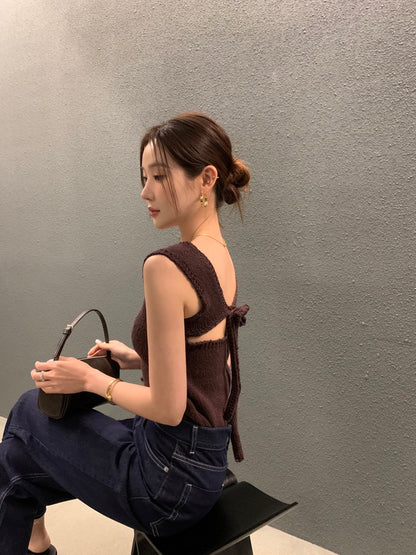 Backless Tie-Knit Top