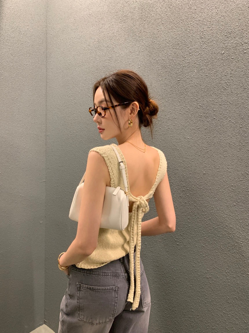 Backless Tie-Knit Top