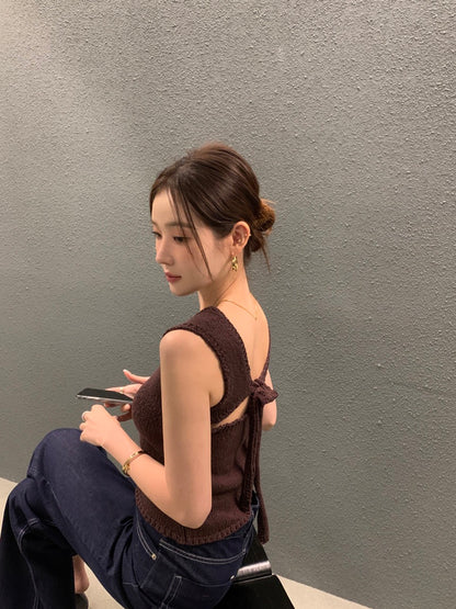 Backless Tie-Knit Top