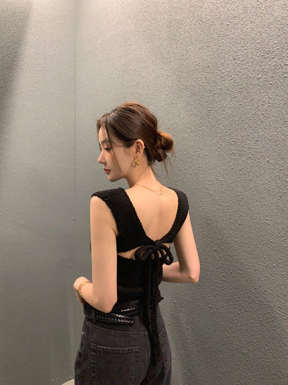 Backless Tie-Knit Top