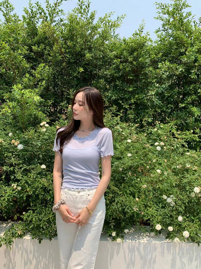 Minimalist Crew Neck Short Sleeve T-Shirt + Suspender Set