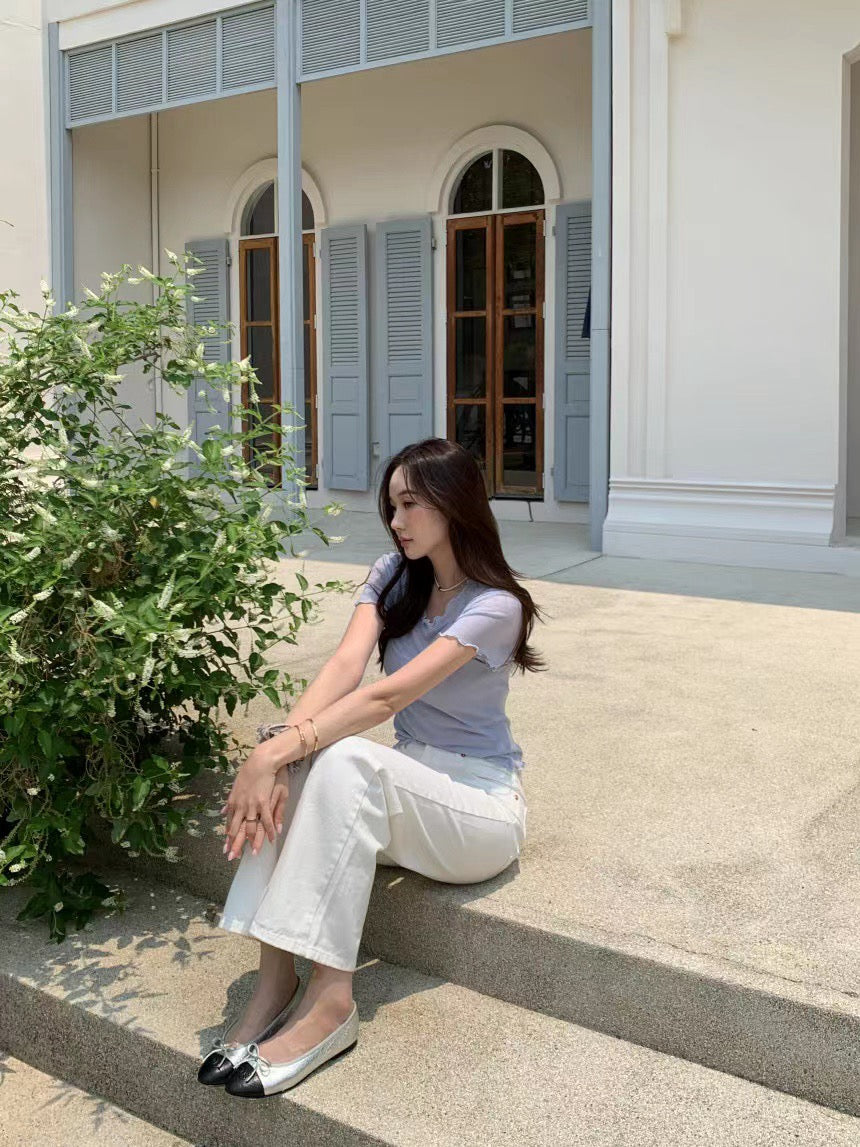 Minimalist Crew Neck Short Sleeve T-Shirt + Suspender Set