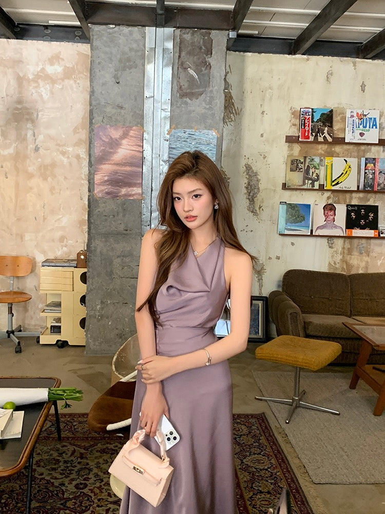 V-neck Cinched Waist Belted Dress