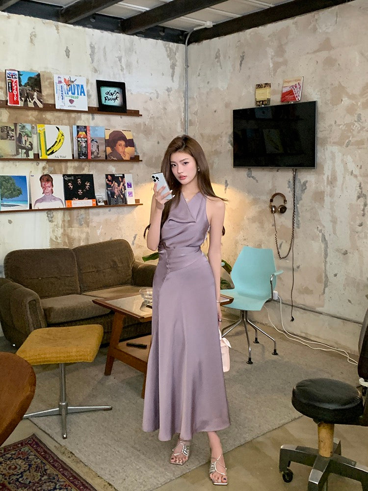 V-neck Cinched Waist Belted Dress