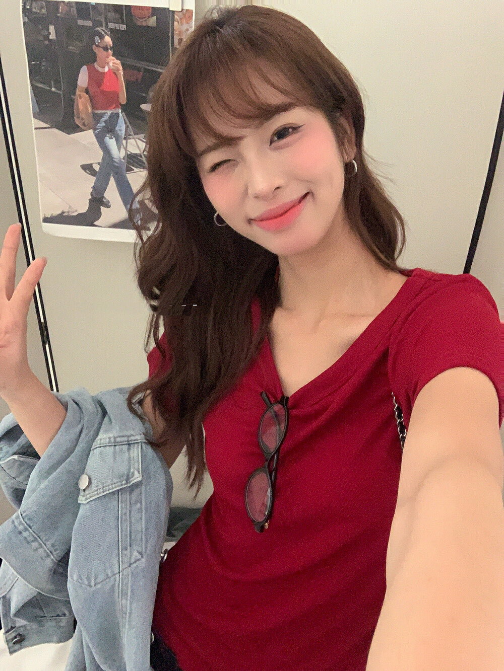 Solid Color U-Neck Stretch Short Sleeve