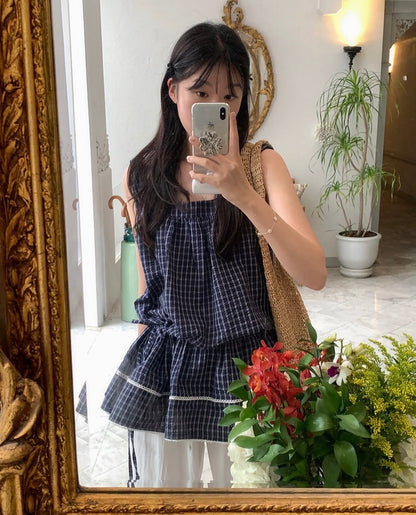 スイートチェックノースリーブベスト