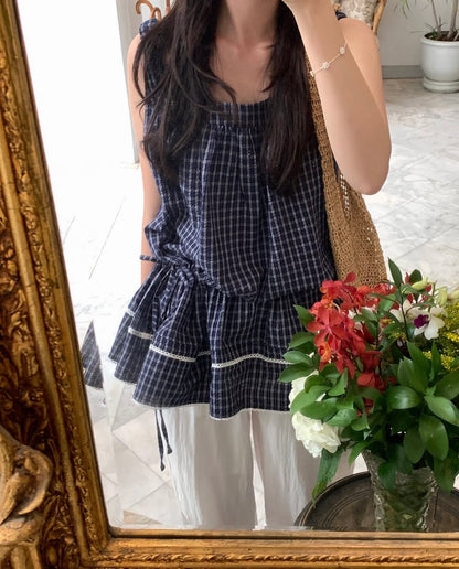 スイートチェックノースリーブベスト