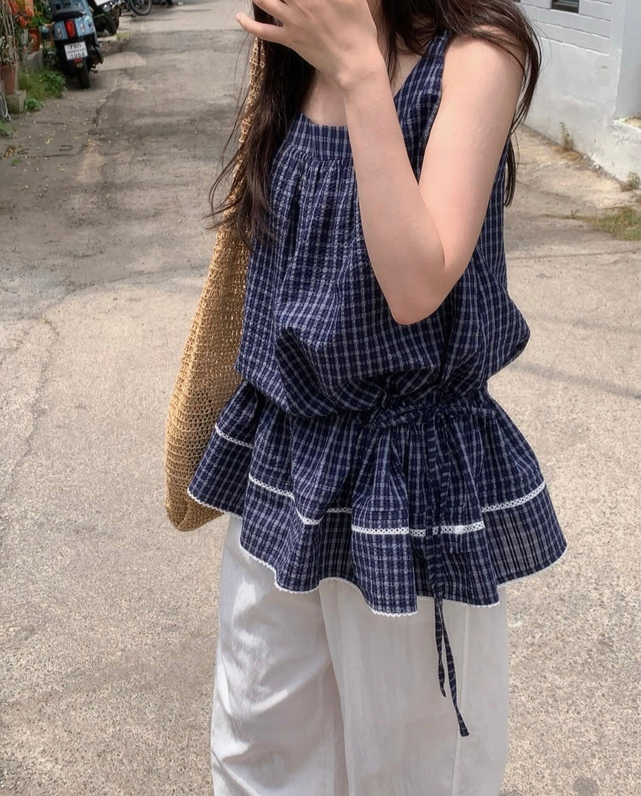 スイートチェックノースリーブベスト