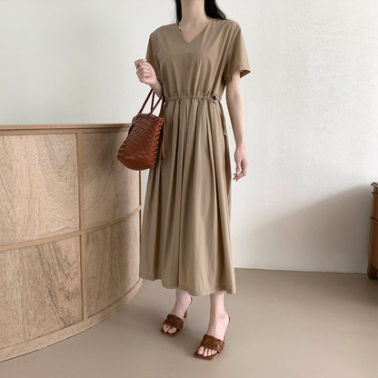 V-neck Drawstring Dress
