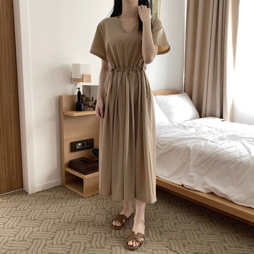 V-neck Drawstring Dress