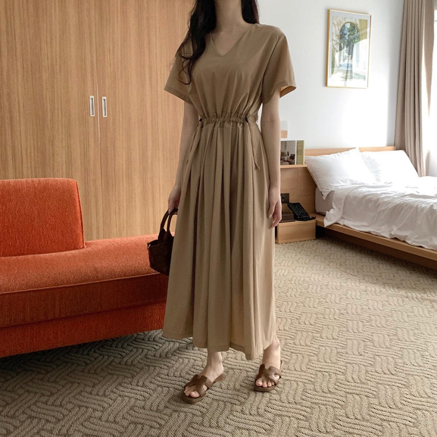 V-neck Drawstring Dress