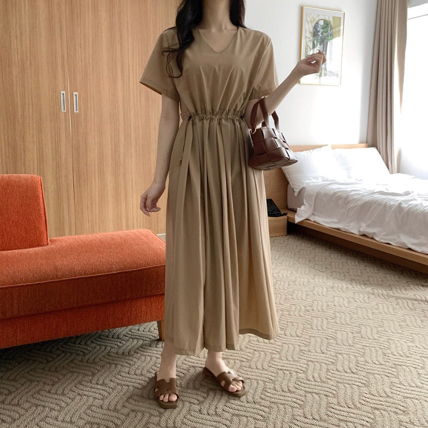 V-neck Drawstring Dress
