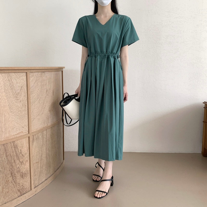 V-neck Drawstring Dress