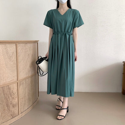 V-neck Drawstring Dress