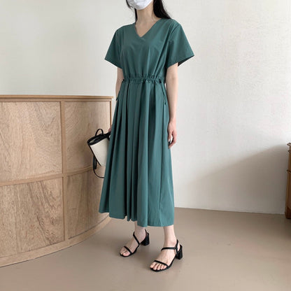 V-neck Drawstring Dress