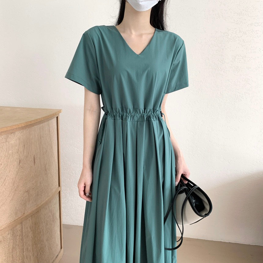 V-neck Drawstring Dress