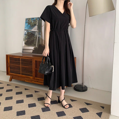 V-neck Drawstring Dress