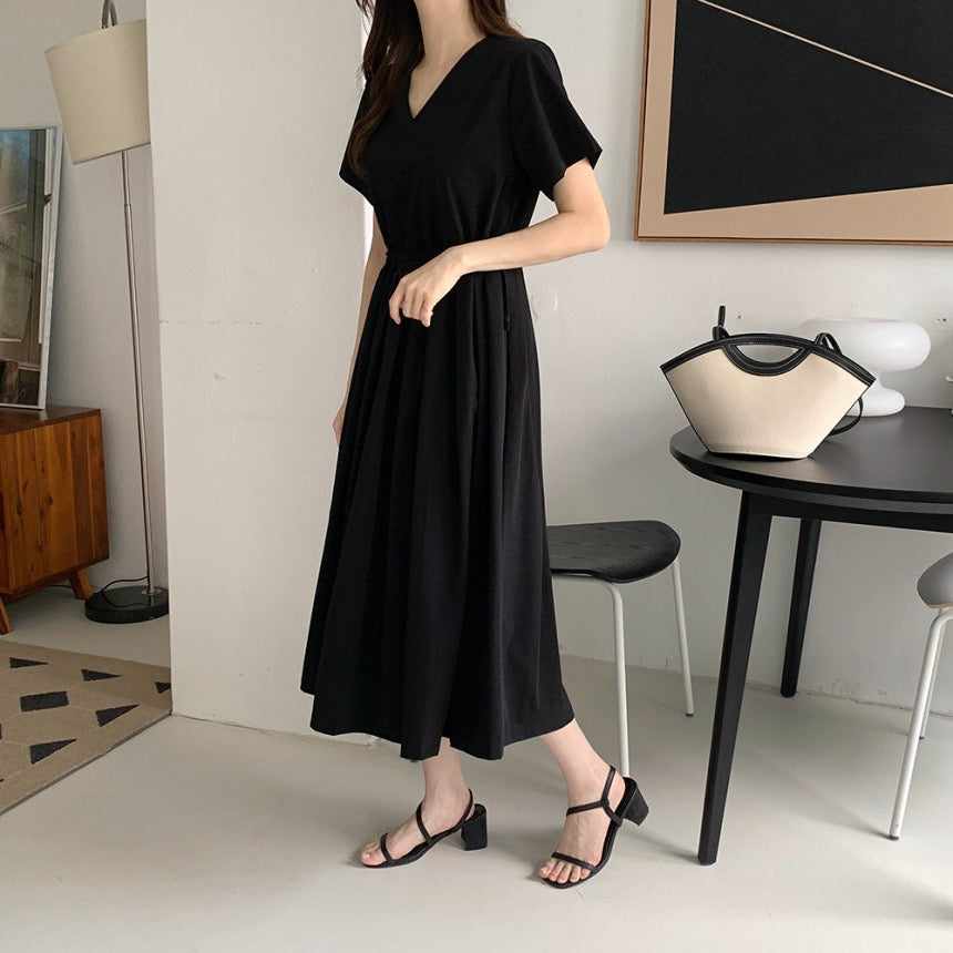 V-neck Drawstring Dress