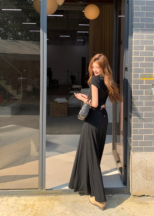 Backless Waist Top + Skirt Set