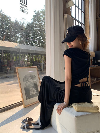 Backless Waist Top + Skirt Set