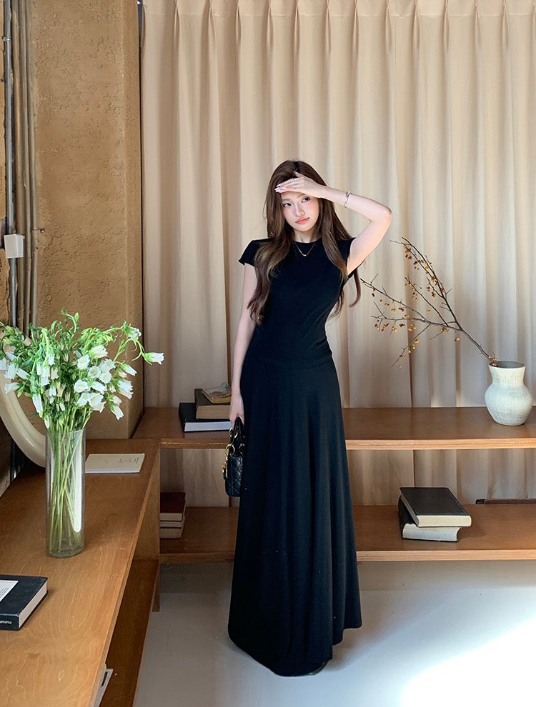 Backless Waist Top + Skirt Set